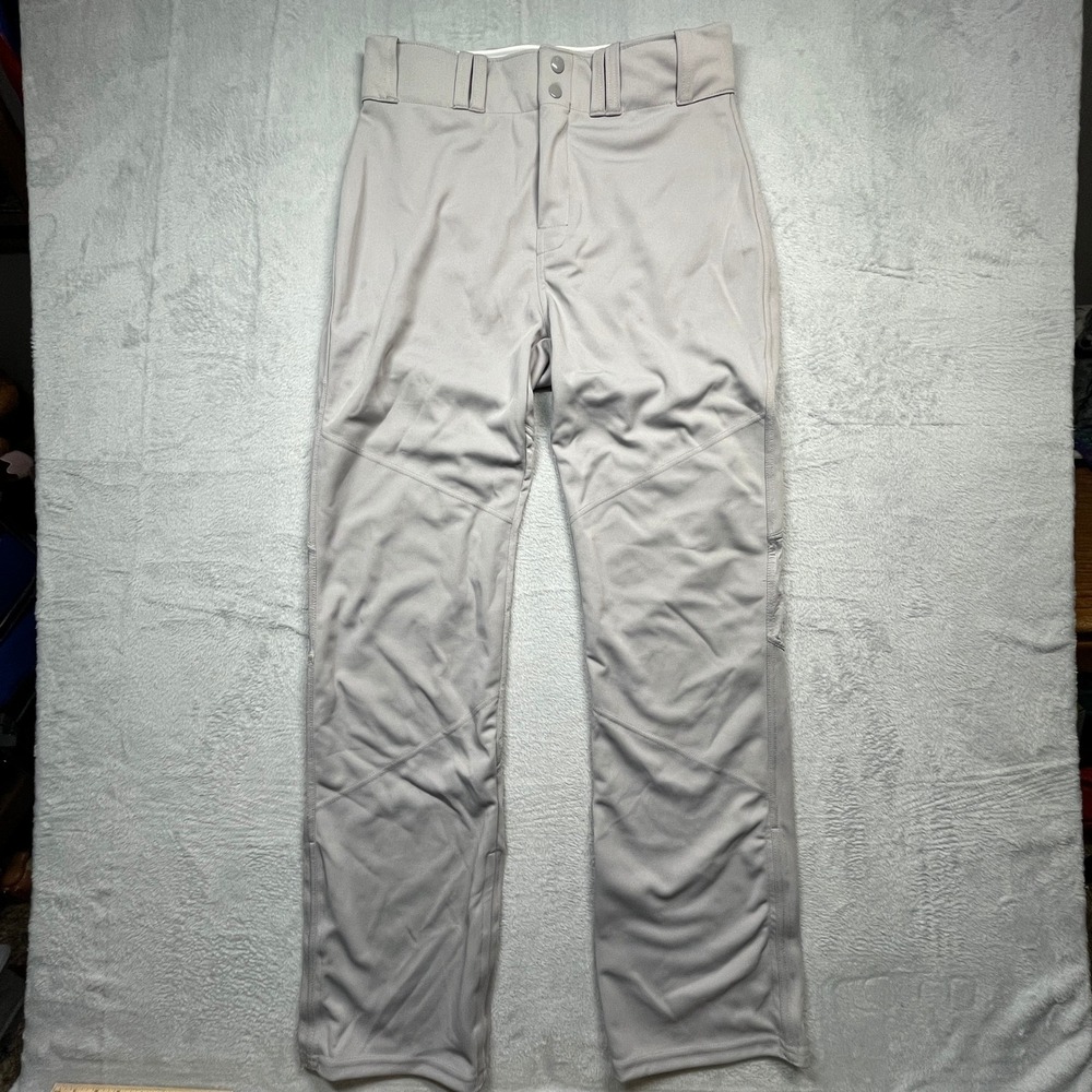 Alleson Athletic Baseball Pants Mens Gray Straight Leg Reinforced Knee Large